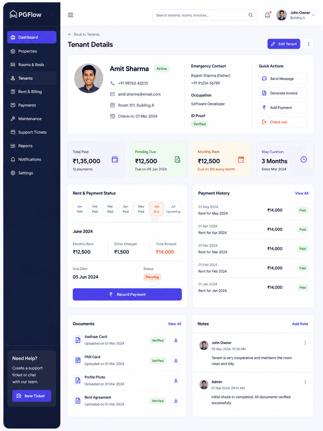 Property management dashboard