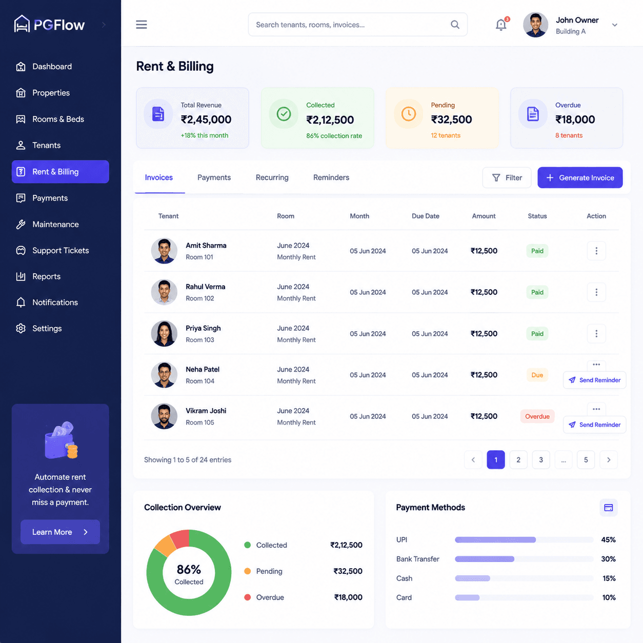 Tenant management interface