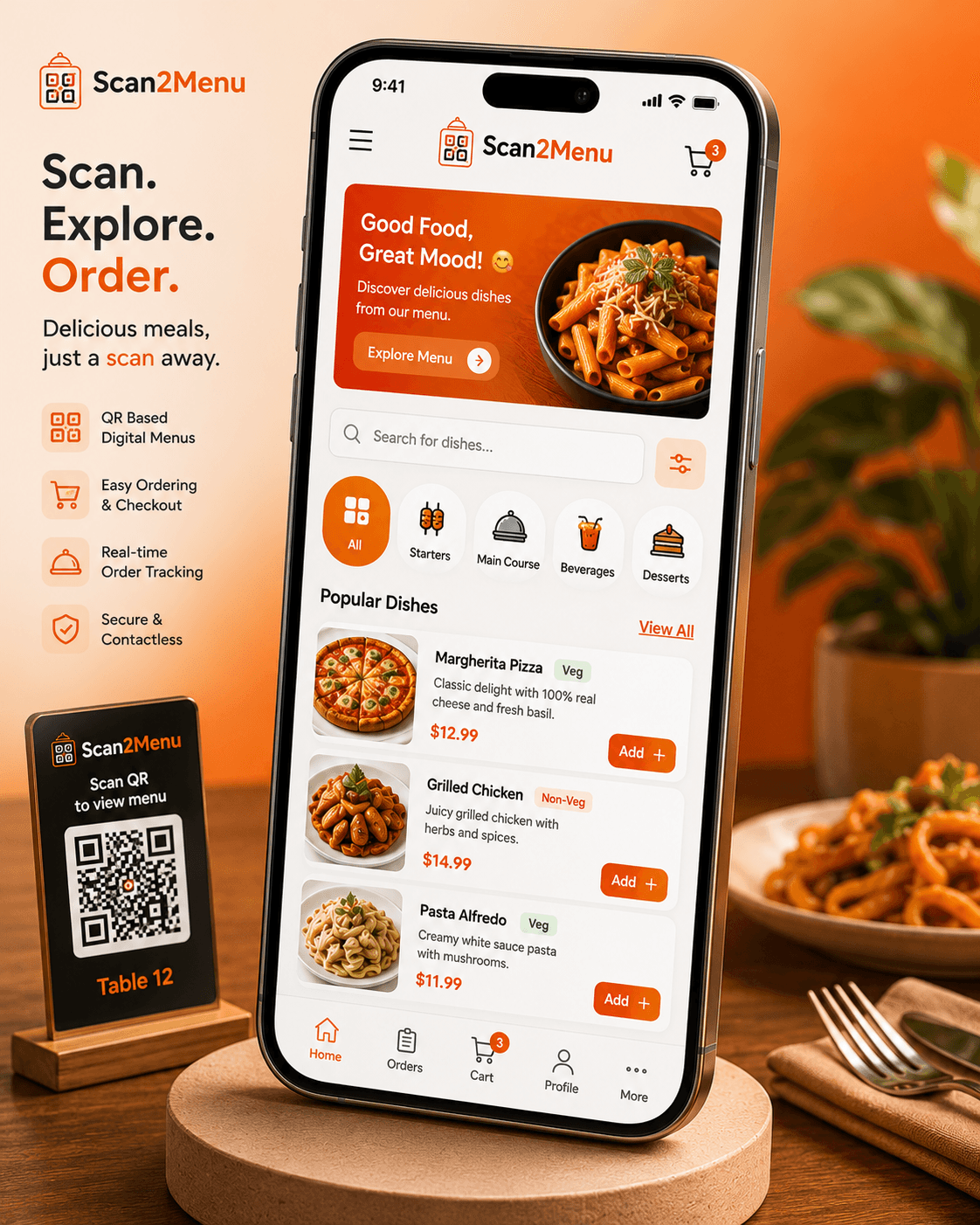 Scan2Menu digital menu on mobile